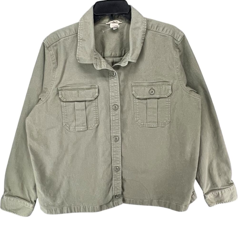 Duluth Trading Co Shacket‎ Womens XXL Green Button Up Utility Jacket Gorpcore